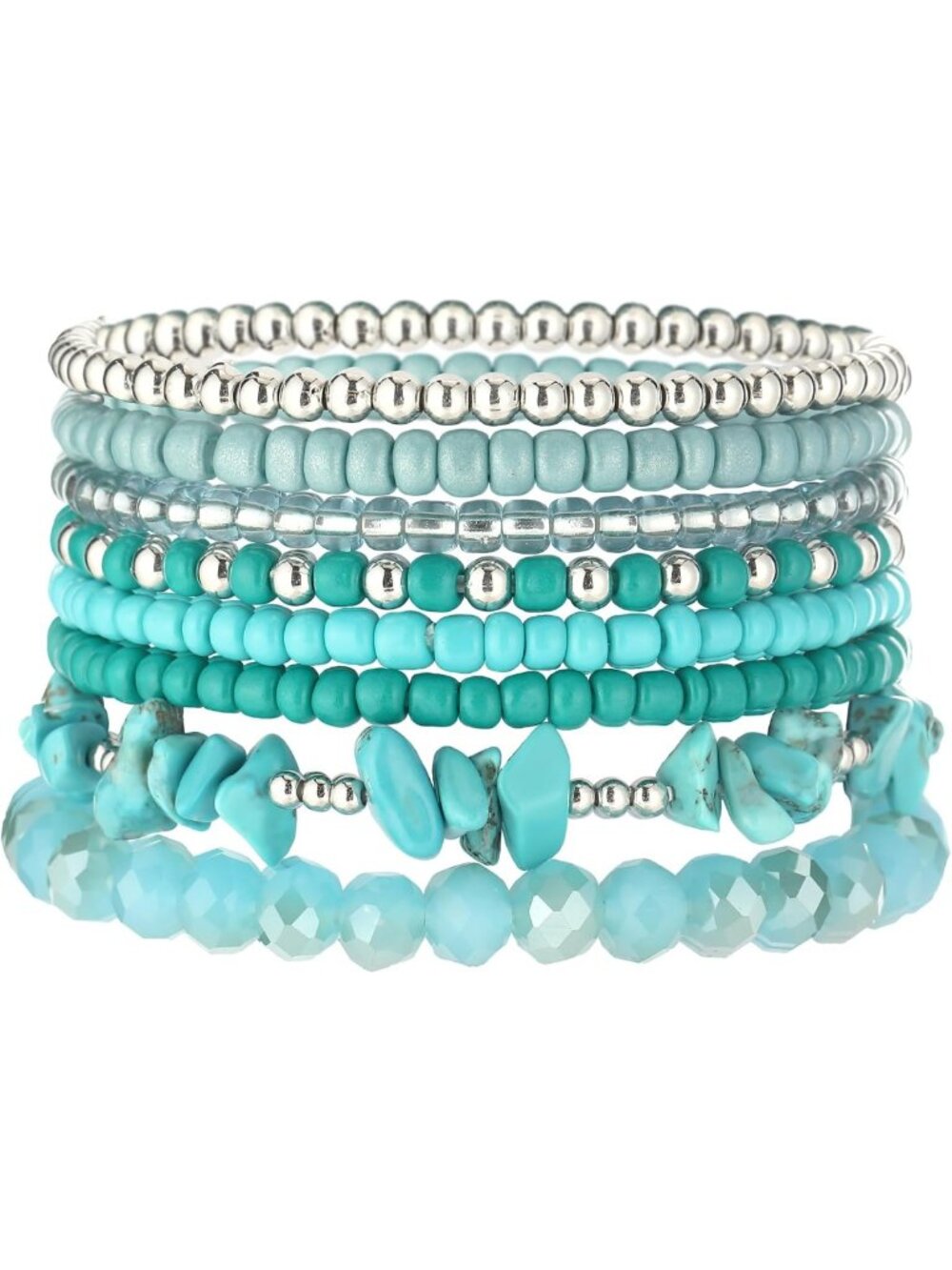 Boho Beaded Bracelets Set for Women - Stackable Natural Stone Stretch Jewelry